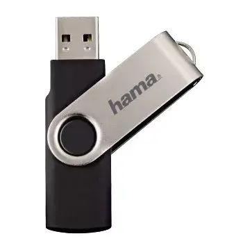 Hama Rotate 128 GB USB 2.0 mälupulk USB Type-A must, hõbedane