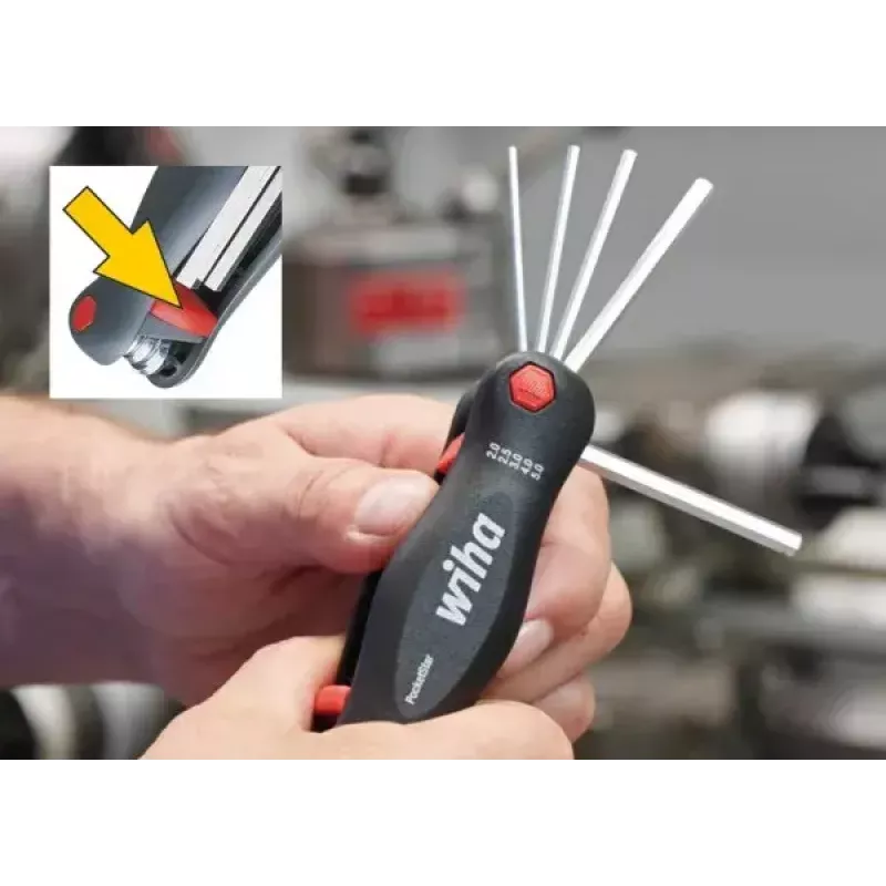 Kokkuvolditav Torx-võtmekomplekt Wiha 25128 — 7 tk (T7–T25), must/roheline, 104 g