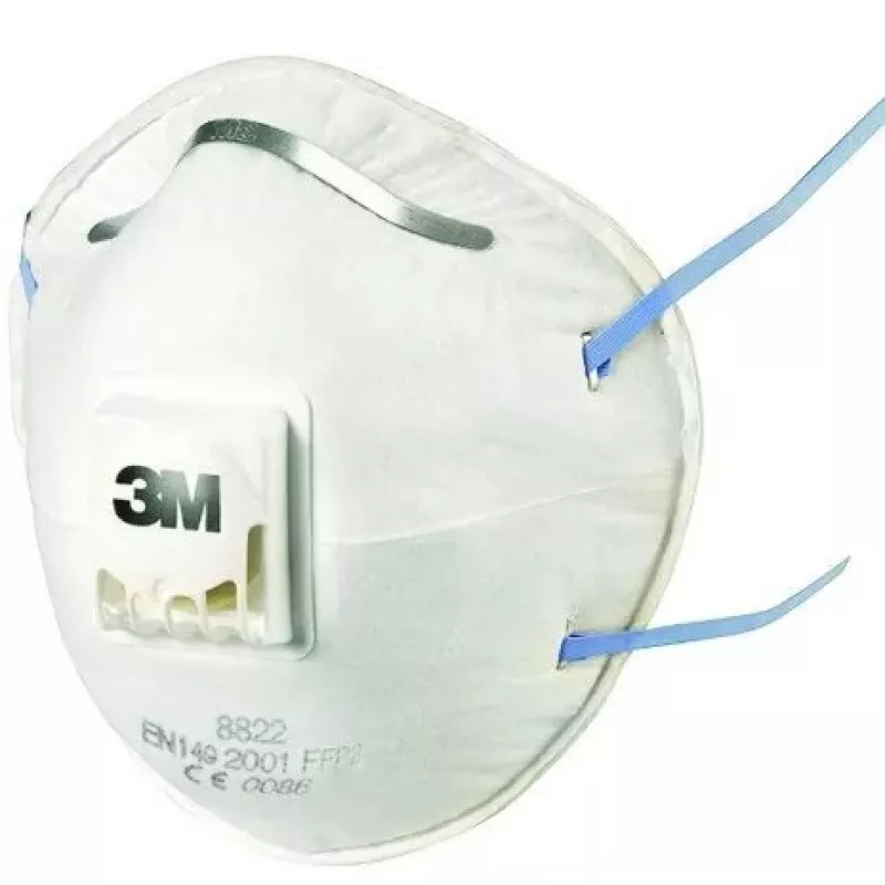 Tolmu mask 3M 8822C3 FFP2, valge, filtreeriv näokaitsemask, pakis 3 tk