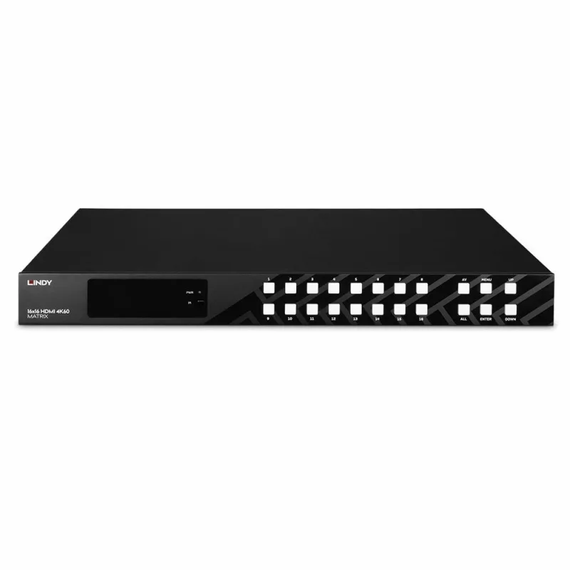 Lindy 16x16 HDMI 4K60 maatriks, HDMI, HDMI, 3,5 mm, 3840 x 2160 pikslit, must, metall