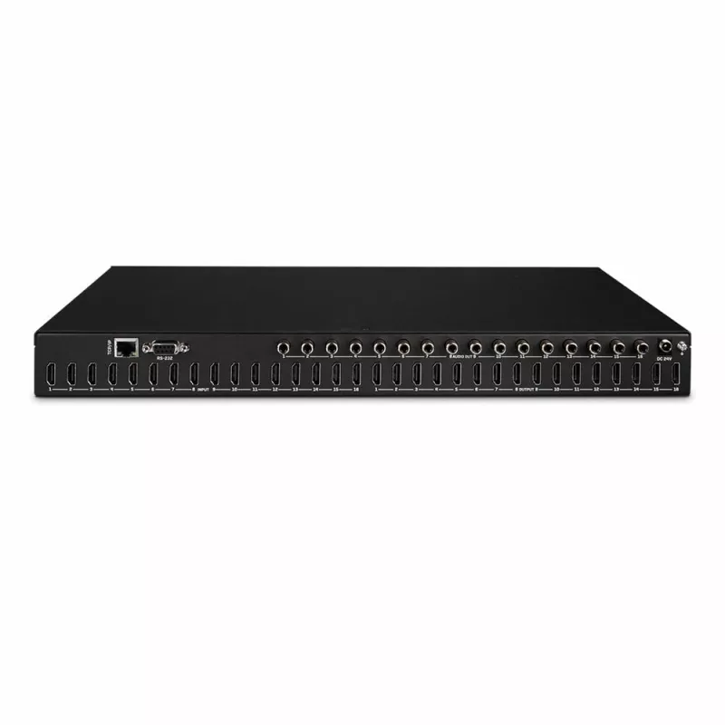 Lindy 16x16 HDMI 4K60 maatriks, HDMI, HDMI, 3,5 mm, 3840 x 2160 pikslit, must, metall