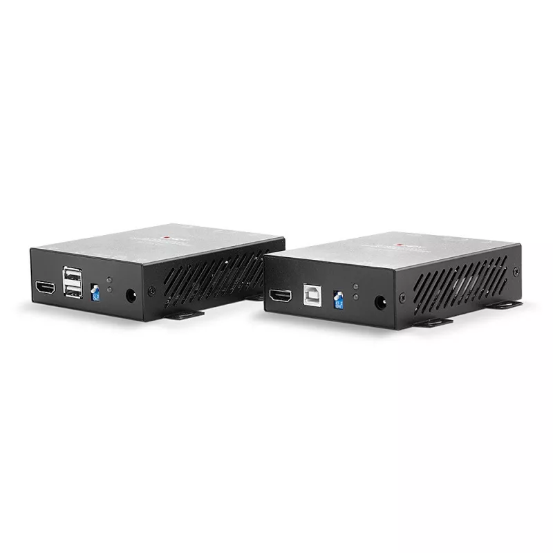 Lindy 300m Fiiberoptiline HDMI 4K60 ja USB KVM pikendaja, Saatja ja vastuvõtja, Juhtmega, 300 m, 3840 x 2160 pikslit, Must, Metall