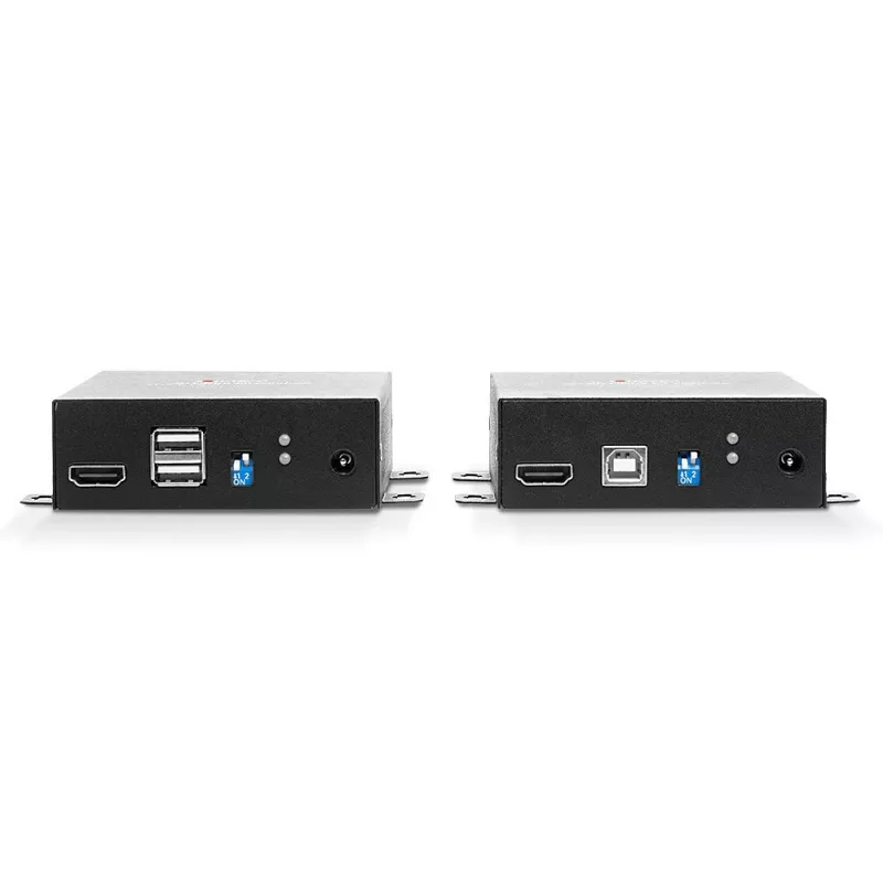 Lindy 300m Fiiberoptiline HDMI 4K60 ja USB KVM pikendaja, Saatja ja vastuvõtja, Juhtmega, 300 m, 3840 x 2160 pikslit, Must, Metall