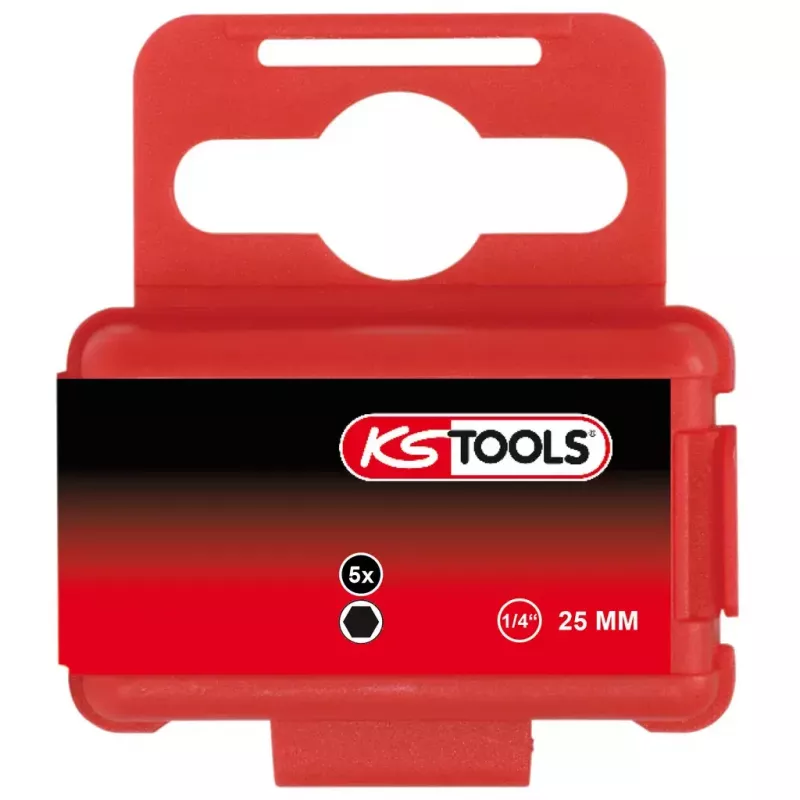 Kruvikeeramisotsak KS Tools 911.7854 — Kuuskantmeetriline, nikkeldatud, 25 mm, 1/4-tolline kuuskantvars (25.4×4 mm)