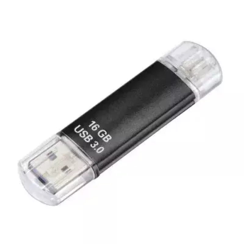 Hama Laeta Twin, 16 GB USB-mälupulk USB Type-A / Micro-USB 3.2 Gen 1 (3.1 Gen 1) Must