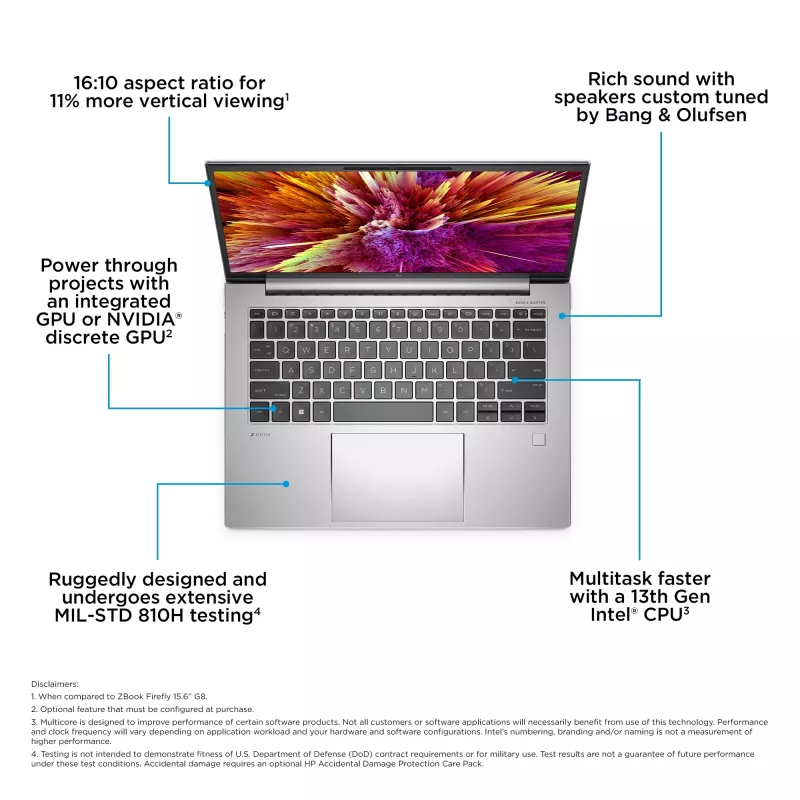Mobiilne tööjaam HP ZBook Firefly G10 14 tolli Intel Core i7 16GB muutmälu 1TB SSD NVIDIA RTX A500 Windows 11 Pro