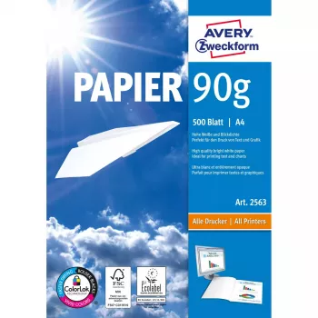 Printimispaber A4 Avery 90 g/m² 500 lehte