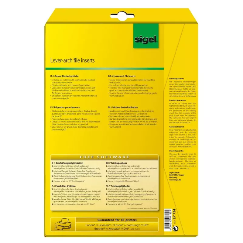 Mittekleepuv silt Sigel LP734 valge ristkülik