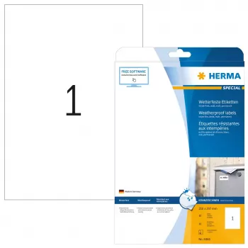 Isekleepuv printerisilt HERMA tindiprinteri sildid A4 210x297 mm valge kile matt ilmastikukindel 10 tk