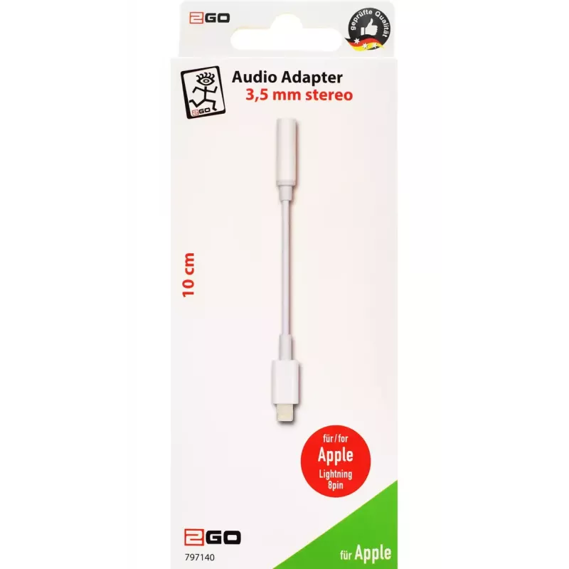 Audio kaabel 2GO 797140 0.1m 3.5mm Lightning Valge