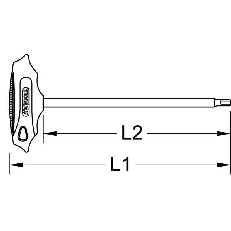 T-käepidemega kuuskantvõti KS Tools 158.5122 Kroom-vanaadiumteras 28 cm