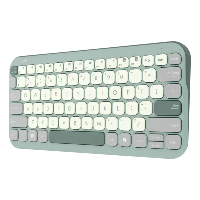 Juhtmeta Bluetooth 75% ASUS Marshmallow KW100 klaviatuur — QWERTZ paigutus, käärikytkised, roheline, kodune