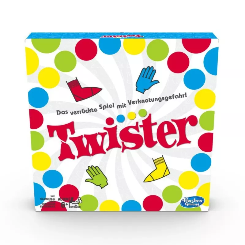 Hasbro Gaming Twister, Twisteri mäng, 6 a Hasbro Gaming Twister. Toote tüüp: Twisteri mäng, Soovitatav vanus (min): 6 a, Soovitatav vanus (max): 99 a