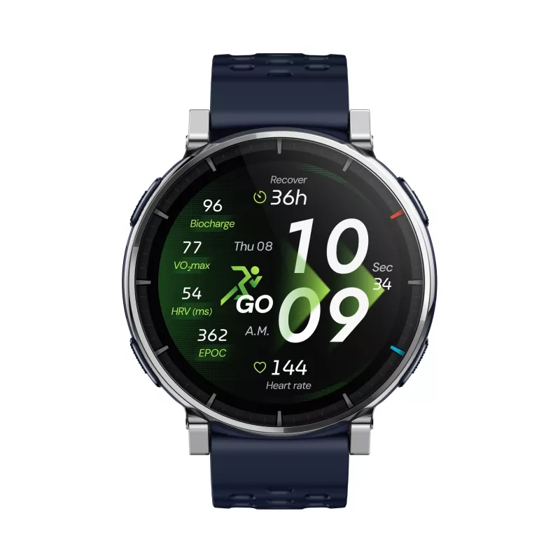 Nutikell Amazfit W2558GL2N — 1.32 tolli (3.35 cm) AMOLED 466×466 px, GPS, 365 mAh, silikoonrihm (sinine)