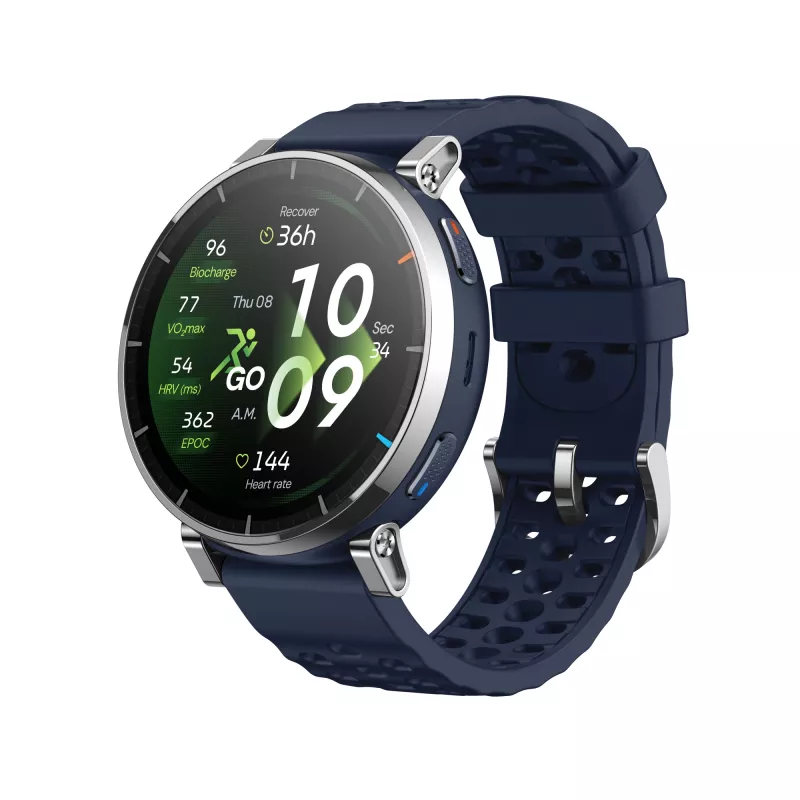Nutikell Amazfit W2558GL2N — 1.32 tolli (3.35 cm) AMOLED 466×466 px, GPS, 365 mAh, silikoonrihm (sinine)