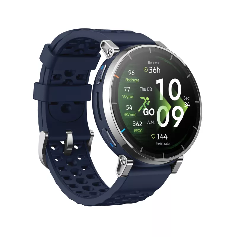 Nutikell Amazfit W2558GL2N — 1.32 tolli (3.35 cm) AMOLED 466×466 px, GPS, 365 mAh, silikoonrihm (sinine)