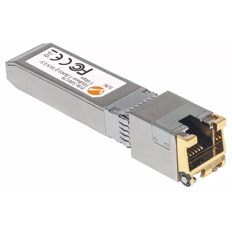 Intellinet transiiver Module, 10 Gigabit Copper SFP+, 10GBase-T (RJ45) port, 30m, kuni 10 Gbps andmeedastuskiirus Cat6a kaabeldusega, Ethernet, fiiber, MSA-ühilduv, samaväärne Cisco MA-SFP-10G-T-ga, kolmeaastane garantii