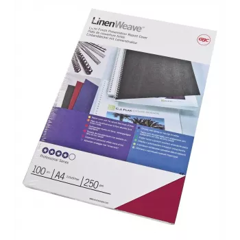 GBC LinenWeave köitmiskatted 250 g/m², A4, punane (100 tk)