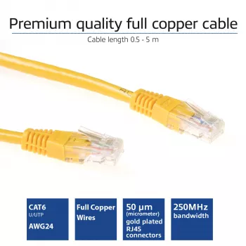 ACT Kollane 5 meetrine U/UTP CAT6 patch-kaabel RJ45 pistikutega