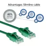 ACT roheline 0,5 m LSZH U/UTP CAT6 õhuke andmekeskuse patch-kaabel, kaitsmega RJ45 pistikutega