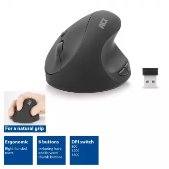 ACT juhtmevaba ergonoomiline hiir 1600 DPI RF Wireless