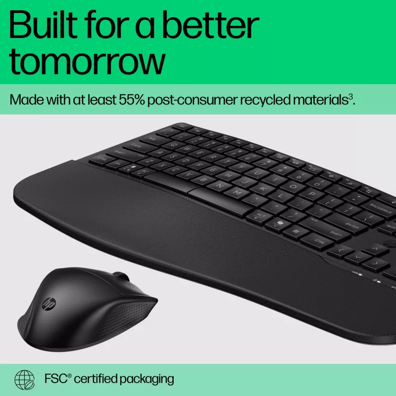 HP 680 Comfort kahe režiimiga klaviatuuri ja hiire komplekt, täissuuruses (100%), juhtmevaba, RF-juhtmevaba + Bluetooth, QWERTY, must, hiir kaasas