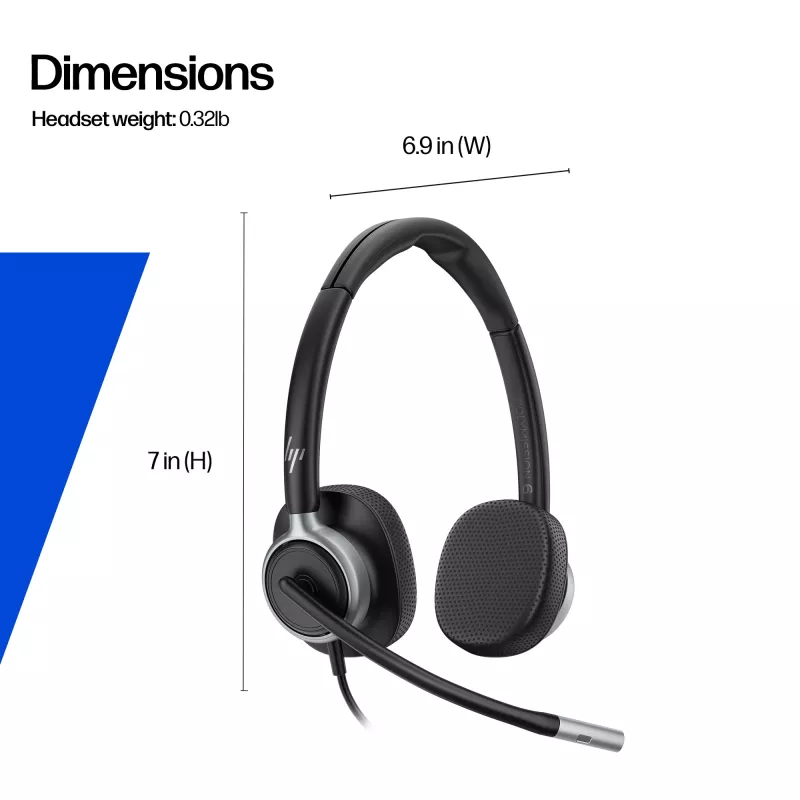 Juhtmega stereokõrvaklapid HP Poly Mission 625 — kõrvapealne, 147 g, USB-ühendus (hulgipakend)