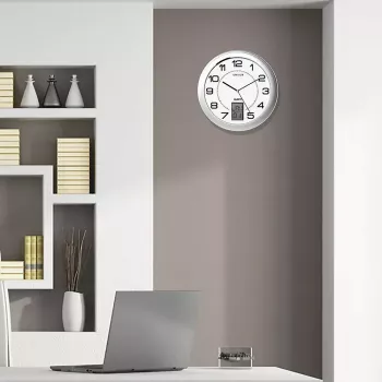 Seina-/lauakell Unilux 100340853 — Kvarts, ümmargune metalne hõbedane, Ø 31 cm, patarei AA/AAA