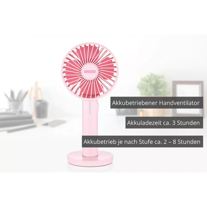 Unold Breezy II roosa 10 cm käsiventilaator