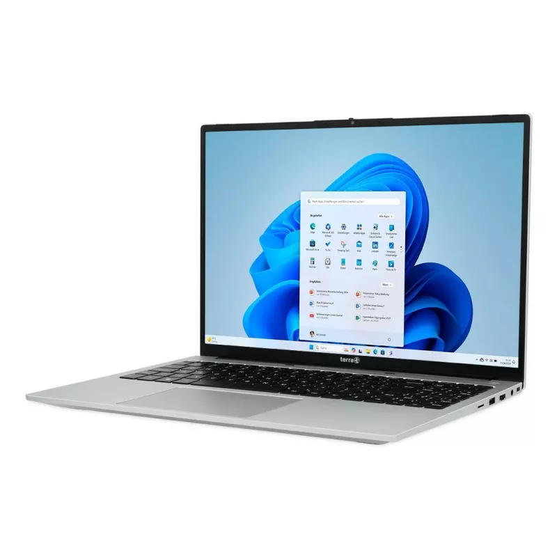 TERRA MOBILE 1610A AMD Ryzen™ 7 7730U sülearvuti 40,6 cm (16 tolli) WUXGA 16 GB DDR4-SDRAM 512 GB SSD Wi-Fi 6 (802.11ax) Windows 11 Home German Must, hõbedane