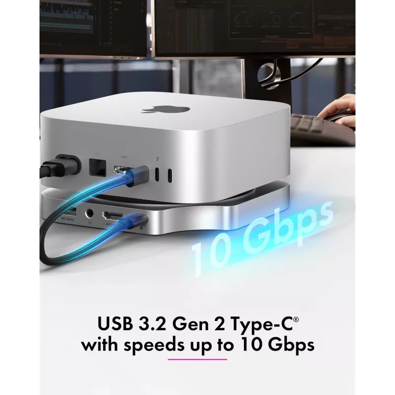 ICY BOX 7-ühes USB USB-C dokkimisjaam M.2 NVMe pesaga, SSD, mälukaart, M.2, 4 TB, USB 3.2 Gen 2 (3.1 Gen 2) USB-C, hõbedane, alumiinium