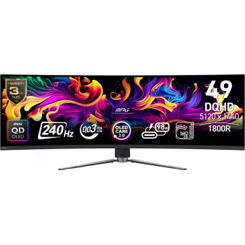 MSI MPG 491CQPX QD-OLED arvutikuvar 124,5 cm (49 tolli) 5120 x 1440 pikslit Dual QHD Must
