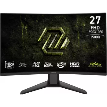 27-tolline MSI MAG 274CF X24 kumer Rapid VA monitor, Full HD 1920×1080, 0,5 ms, 300 cd/m², VESA, must