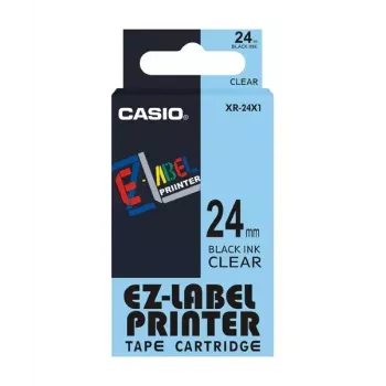 Sildilint CASIO XR-24X1 — must läbipaistval, 24 mm × 8 m