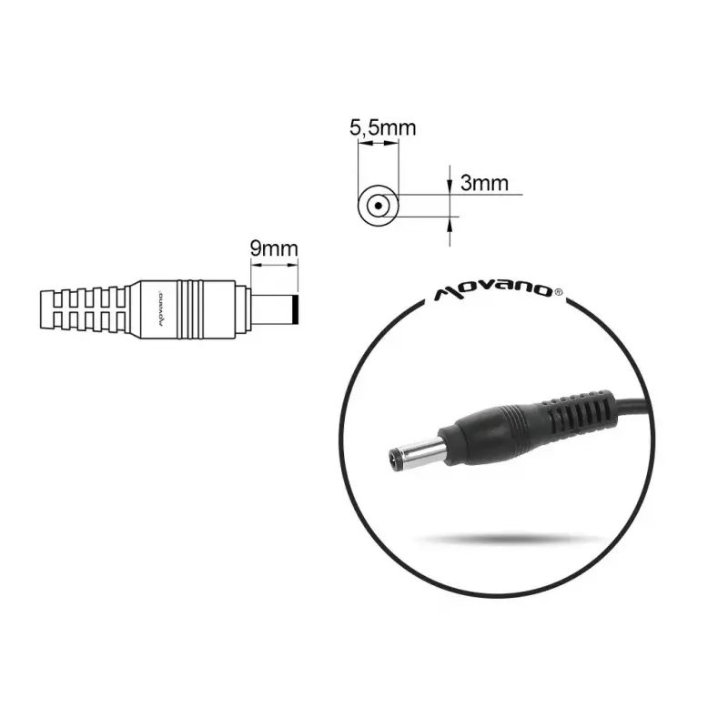 Sülearvuti laadija MITSU 19V 4,74A (5,5×3,0 mm pistik) ühildub Samsungiga