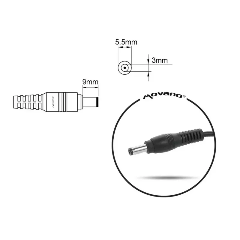 Sülearvuti laadija MITSU 19V 4,74A (5,5×3,0 mm pistik) ühildub Samsungiga