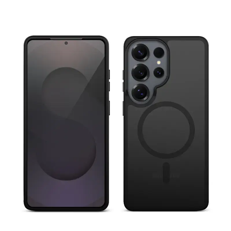 Kaitseümbris Crong Hybrid Matte Magnetic Samsung Galaxy S25 Ultra jaoks — TPU+PC, must