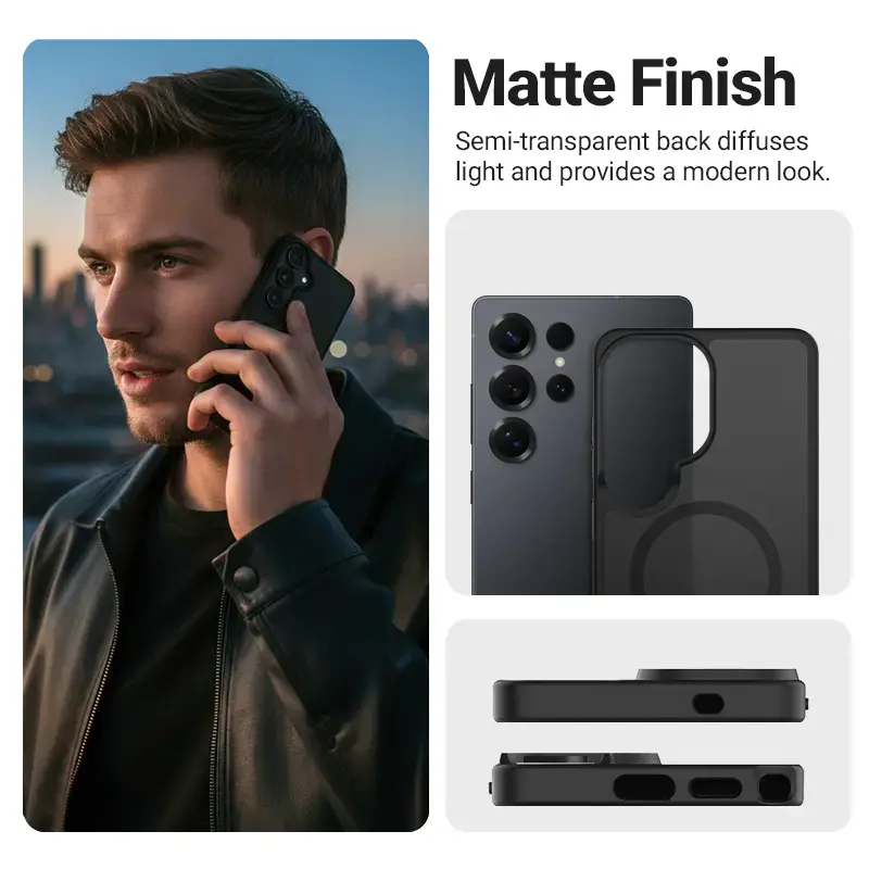 Kaitseümbris Crong Hybrid Matte Magnetic Samsung Galaxy S25 Ultra jaoks — TPU+PC, must