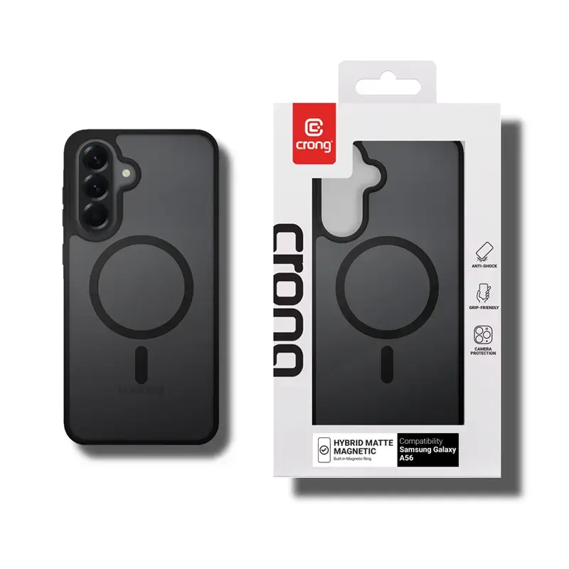 Kaitseümbris Crong Hybrid Matte Magnetic Samsung Galaxy A56-le — TPU + PC, must
