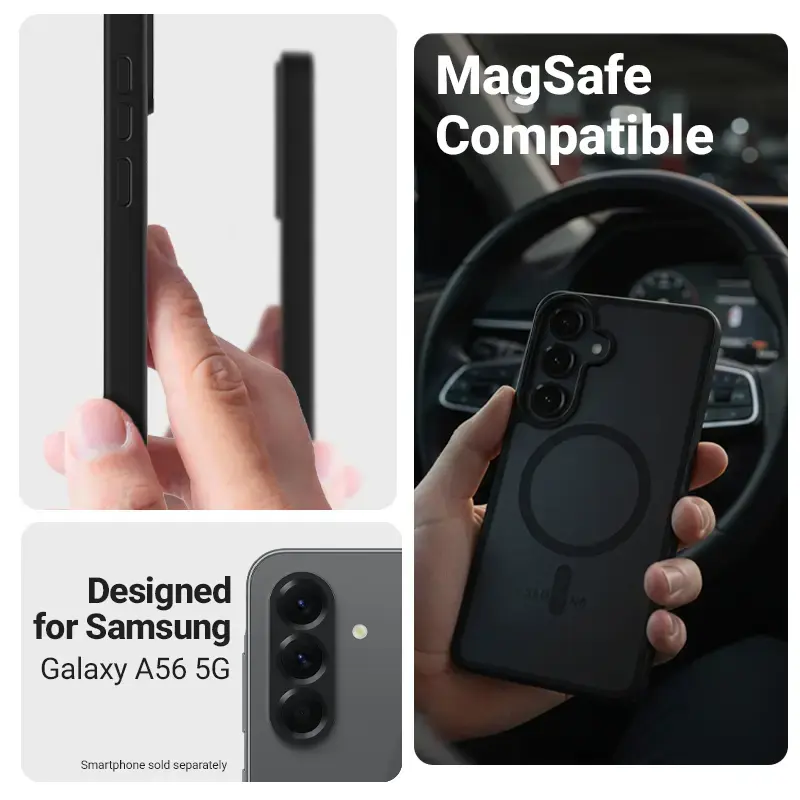 Kaitseümbris Crong Hybrid Matte Magnetic Samsung Galaxy A56-le — TPU + PC, must