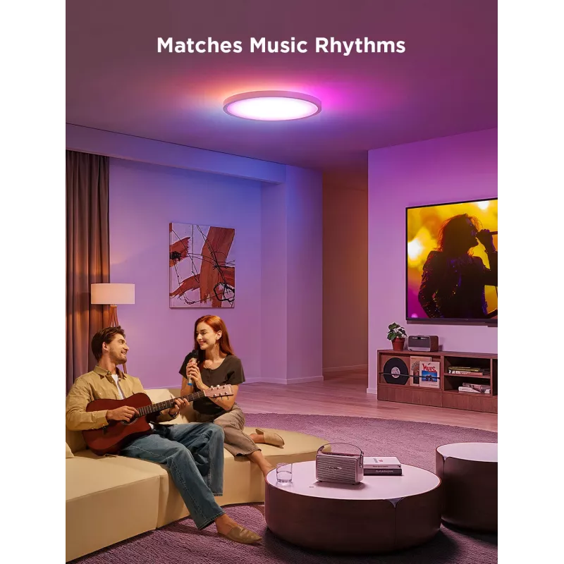 Nutikas laelamp Govee 30cm RGBWW + RGBIC Wi‑Fi/Bluetooth 28 W, valge, Ø300×30 mm