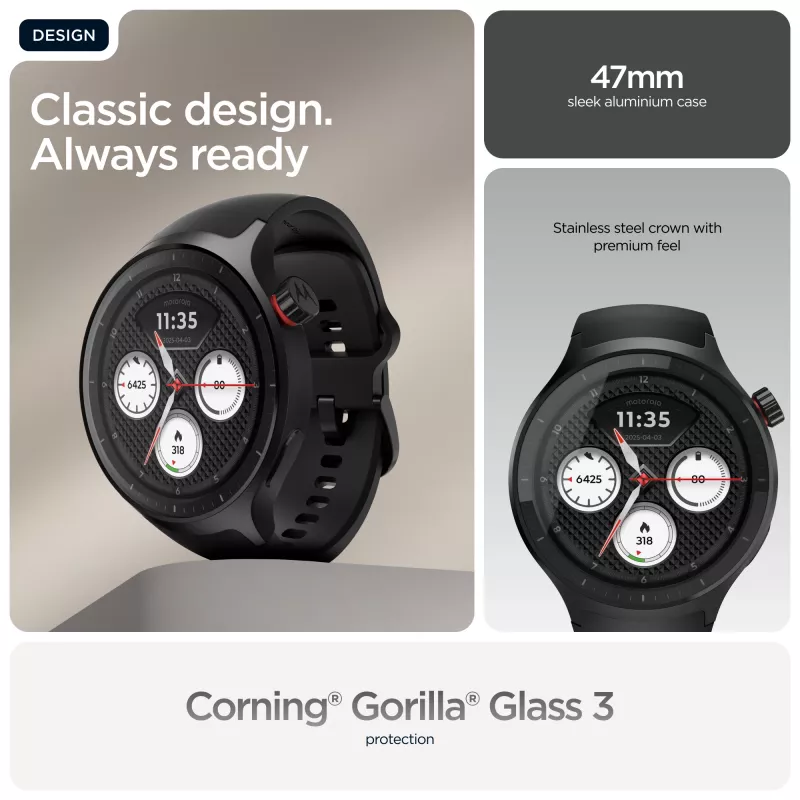 Motorola Moto Watch 3.63 cm (1.43 tolli) OLED 47 mm digitaalne puuteekraan must GPS (satelliit)