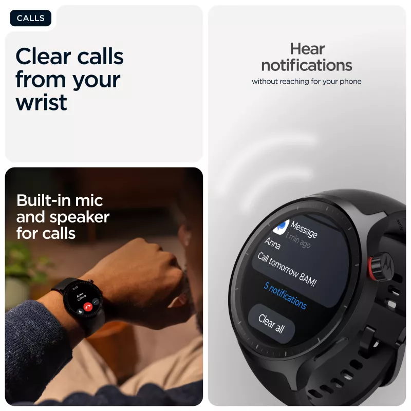 Motorola Moto Watch 3.63 cm (1.43 tolli) OLED 47 mm digitaalne puuteekraan must GPS (satelliit)