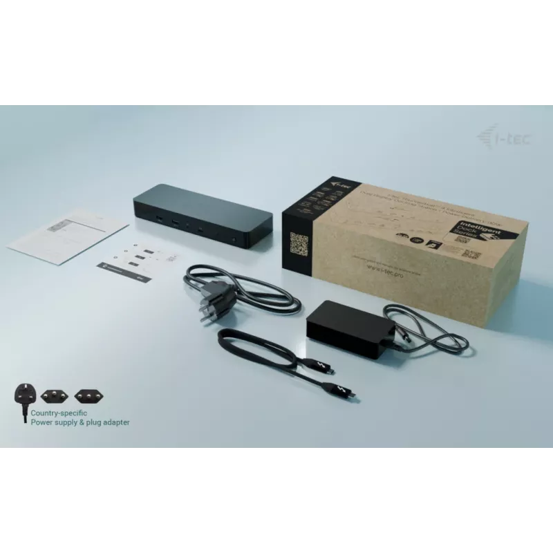 i-tec Thunderbolt 4 Intelligent Dual Display dokkimisjaam + toiteedastus 90 W