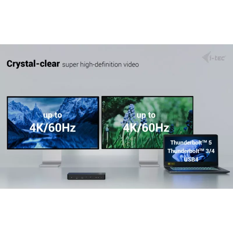 i-tec Thunderbolt 4 Intelligent Dual Display dokkimisjaam + toiteedastus 90 W