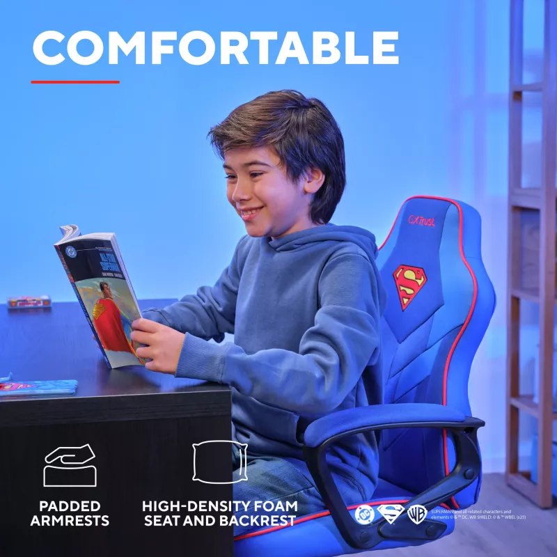 Mängutool TRUST GXT 703SM REVVO Kids Superman Blue – laste mängutool, ergonoomiline disain, reguleeritavad omadused
