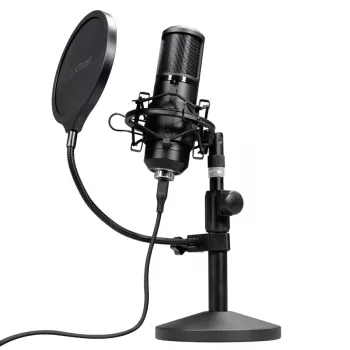 Stuudiomikrofon TRUST GXT 269 Emita II — juhtmega USB, metallkorpus, lauakinnitus, must (42×162×42 mm)
