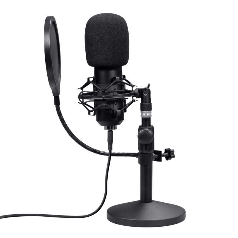 Stuudiomikrofon TRUST GXT 269 Emita II — juhtmega USB, metallkorpus, lauakinnitus, must (42×162×42 mm)