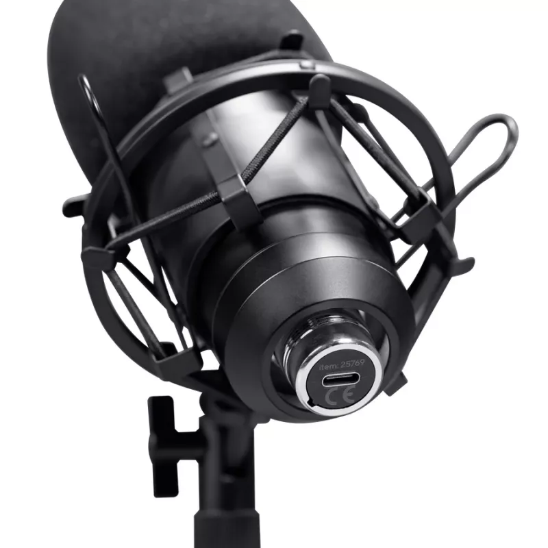 Stuudiomikrofon TRUST GXT 269 Emita II — juhtmega USB, metallkorpus, lauakinnitus, must (42×162×42 mm)