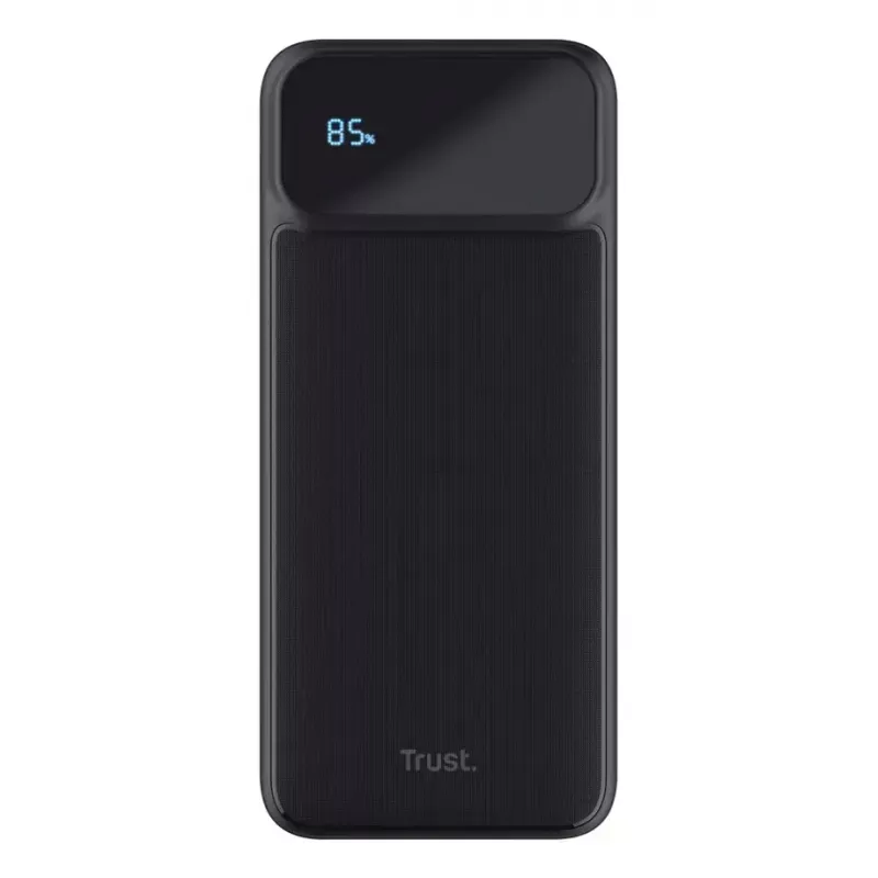 Akupank TRUST 25882 — Kaasaskantav Li-Ion 10000 mAh, PD 3.0/PPS/QC3.0, 2×USB-A + 1×USB-C, 20 W, Must